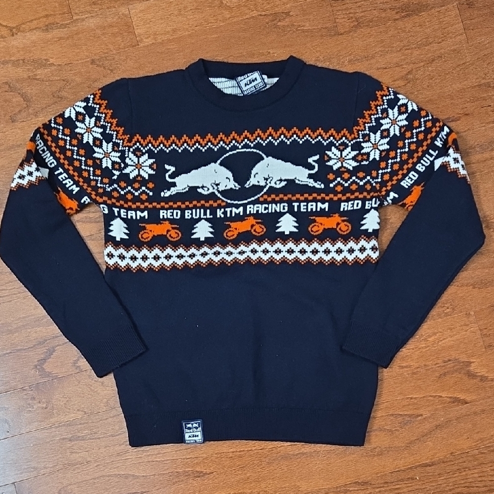 Men's Red Bull Team Racing Navy and Orange Sweater